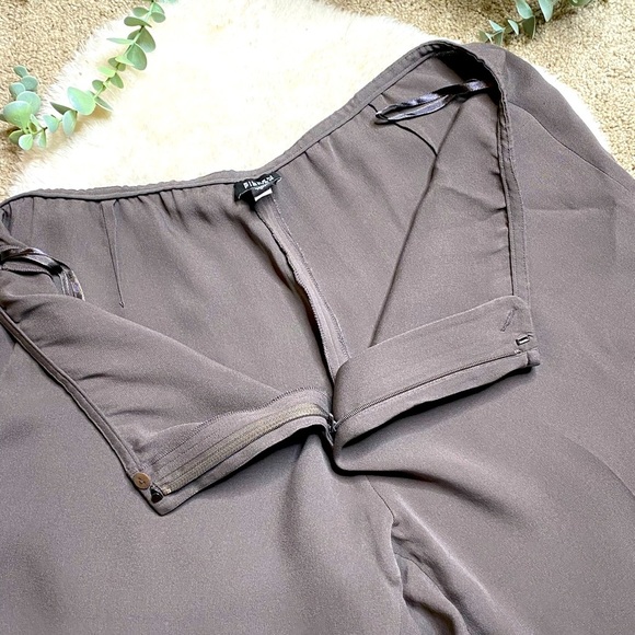 Eileen Fisher Grey Silk W/Fly Front Zip Large Pants - Picture 5 of 6